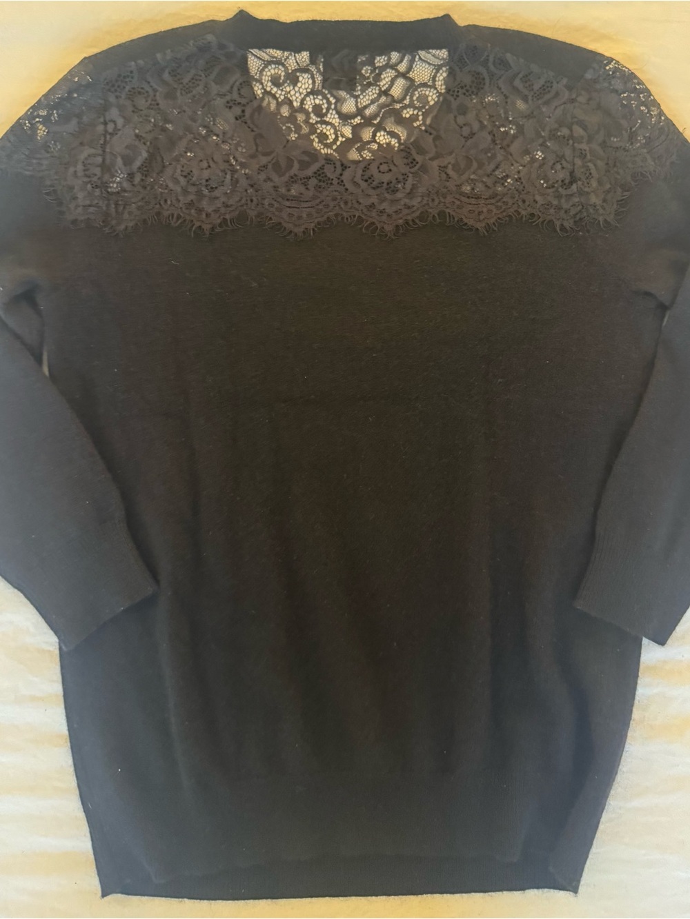 C by Bloomingdale's Black Cashmere Lace Sweater XS